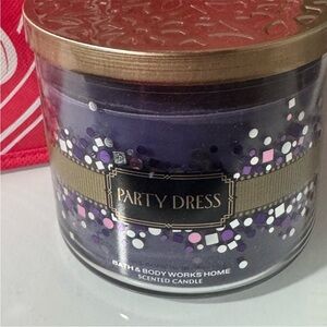 Bath & Body Works Party Dress 3-Wick Candle - Purple with Gold Accents